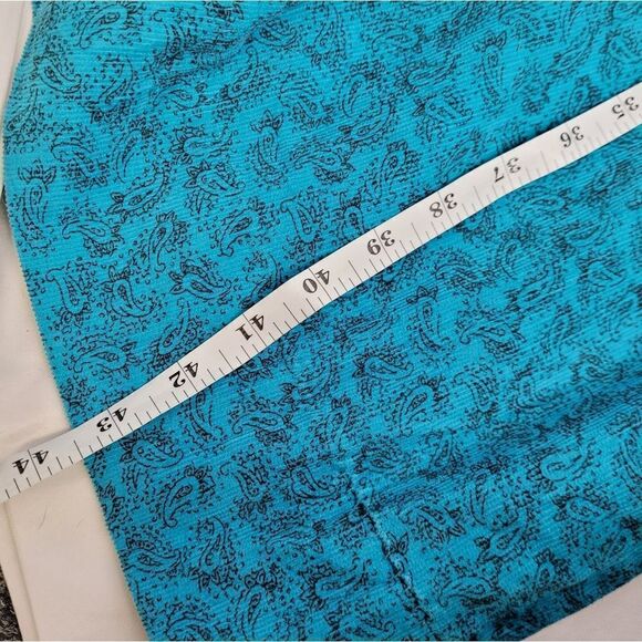 VINTAGE 90s dress‎ teal paisley long sleeve corduroy button up M - Picture 8 of 8